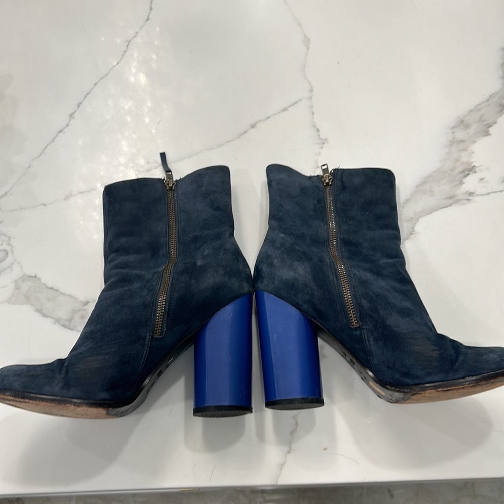 Aldo Saya Blue Velvet Boots Size 10